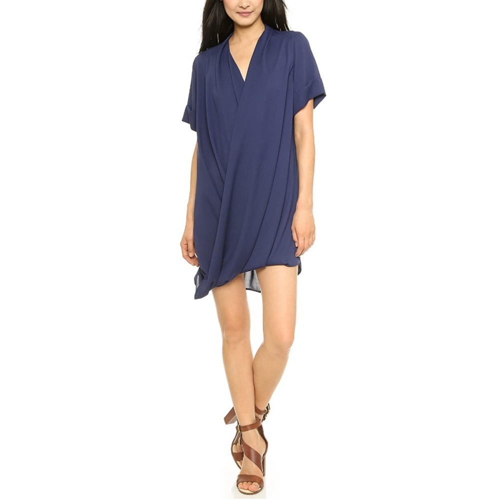MLM LABEL Ziggy Roll Sleeve Dress in navy